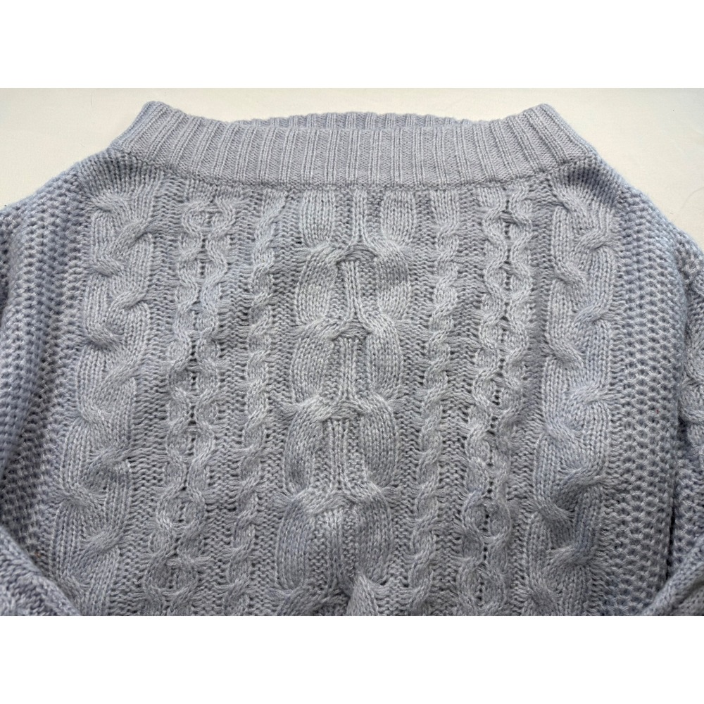Lavender Cable Knit Sweater Women Boat Neck Long Sleeve Ribbed Trim Light Purple - Picture 3 of 4